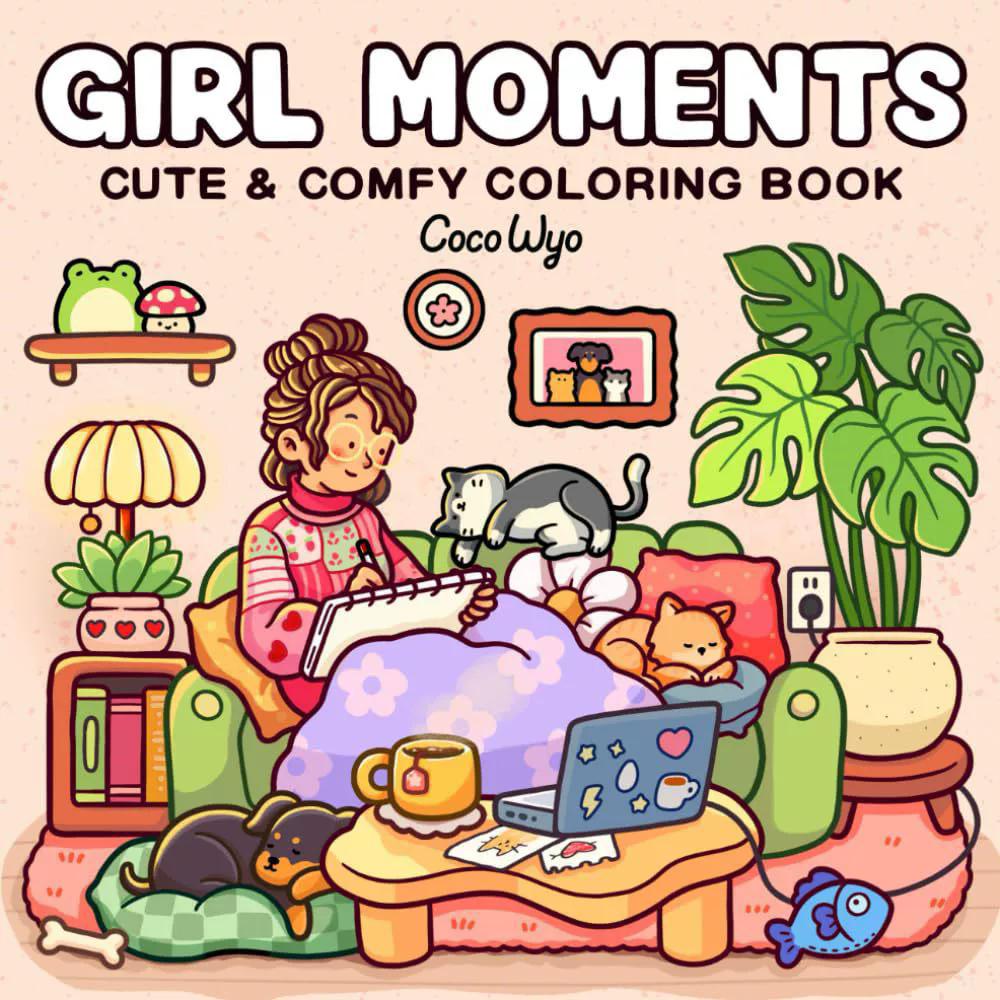 In Stock Cute&Comfy Coloring Book Bold-Easy Coloring Book For Adults Teens Cute&Groovy Girl Moments  Birthday Gift