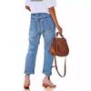 Womens High Waist Straight Leg Jeans Distressed Ripped Denim Pants Casual Daily Wear