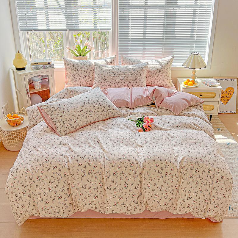 Washed Cotton Single-sided Printing Duvet Cover Single Person Student Dormitory BedSheets Four Season Universal Machine Washable Household Bedding Set