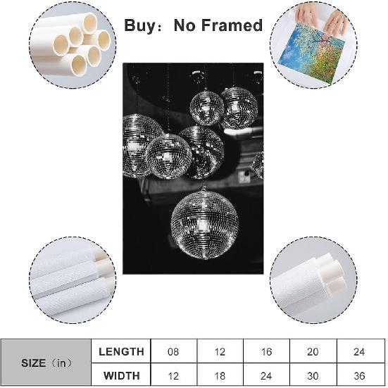 Disco Ball 70s Poster Vintage Bar Decorative Lights Black And White Art Posters Poster Decorative Painting Canvas Wall Posters And Art Picture Print