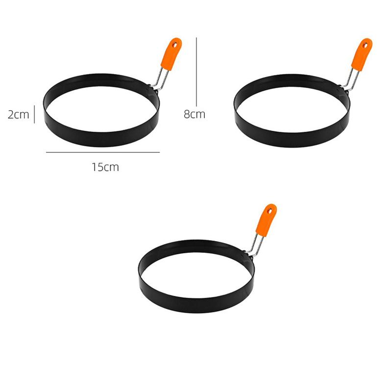 Non-Stick Stainless Steel Fried Egg Ring with Silicone Handle Scrambled Eggs Shaper Mold for Perfect Fried Eggs JDGJ009