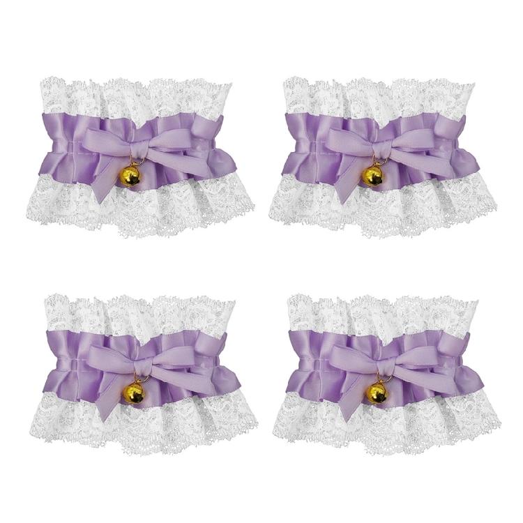 4Pcs Feminine Lace Bows Bells Wrist Jewelry Convertible To Anklet Fashion Accessory For Casual Or Prom Occasion