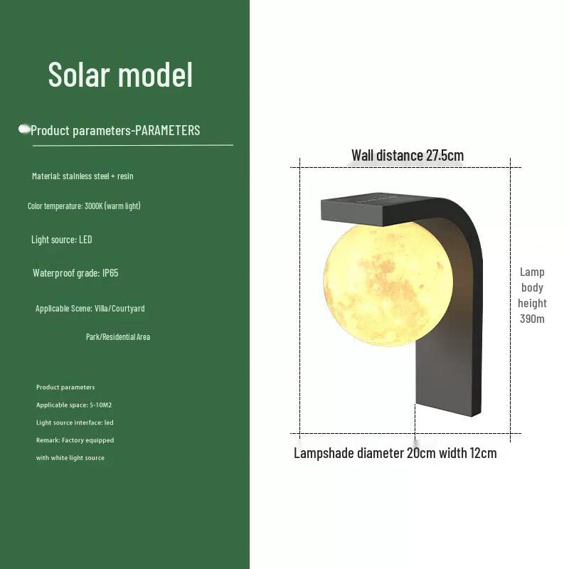 Outdoor Solar Moon Wall Lamp