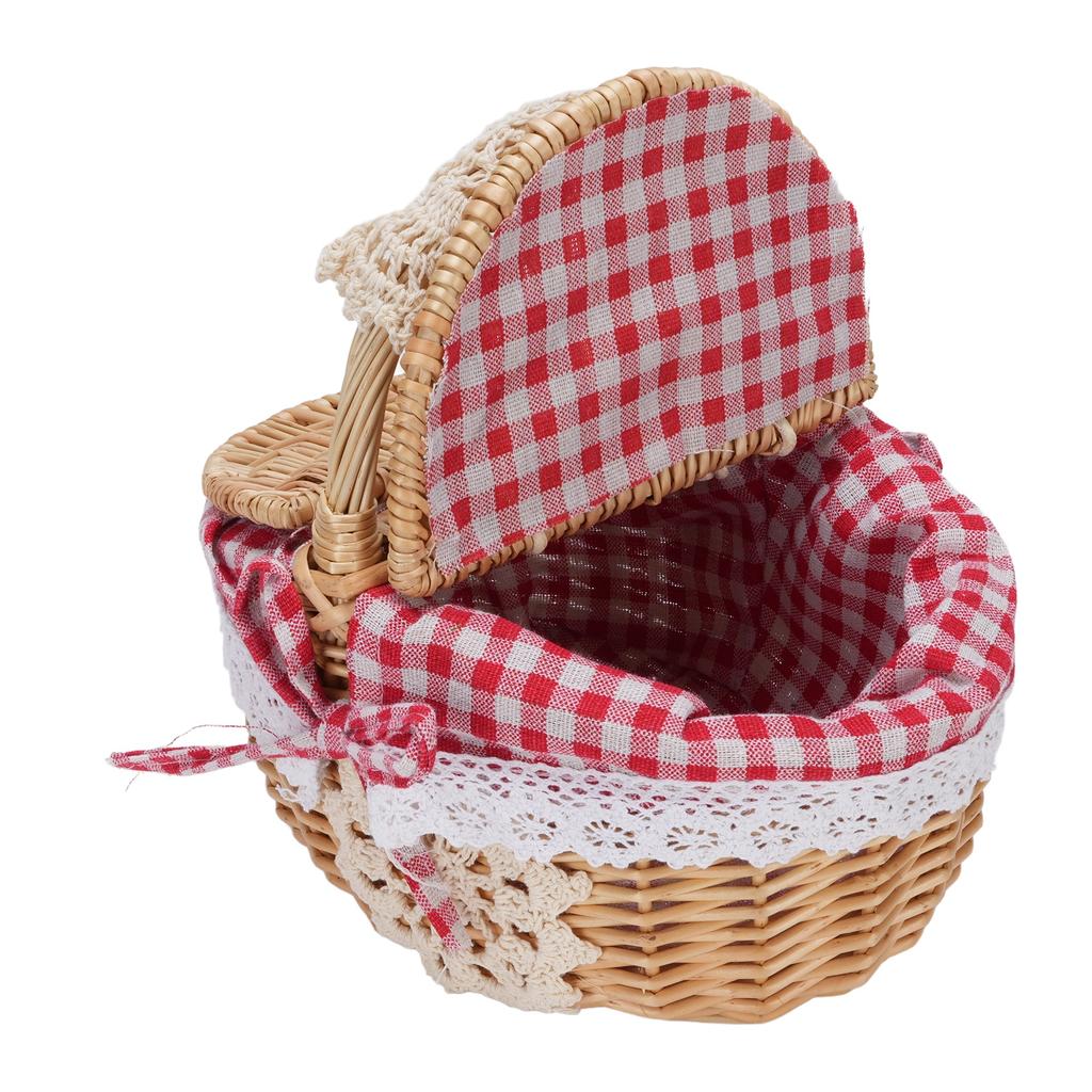 Wicker Picnic Basket with Removable Liner Empty Picnic Hamper Basket with Lid and Handle for Easter Camping Mother S Day