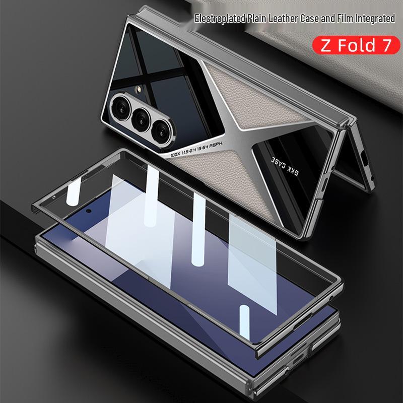 Schutzhülle aus galvanisiertem Leder für Samsung Z Fold7 – stoßfest, elegant und robust für Herren