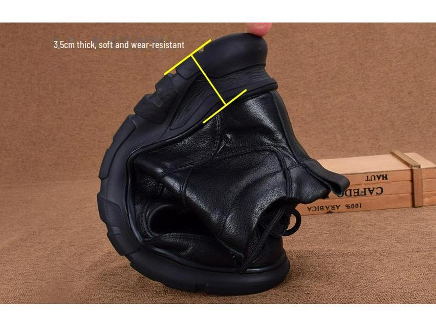 Pánské ležérní boty s vysokým svrškem z pravé kůže: Protiskluzové, Silná podrážka, Hřejivá sametová podšívka, Ideální na zimu a ven