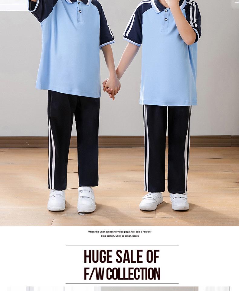 Unisex Summer Blue Short Sleeve Uniform Set for Junior High Graduation and Sports Events