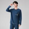 FENTENG Men's Waffle Knit Long-Sleeve Loungewear Set