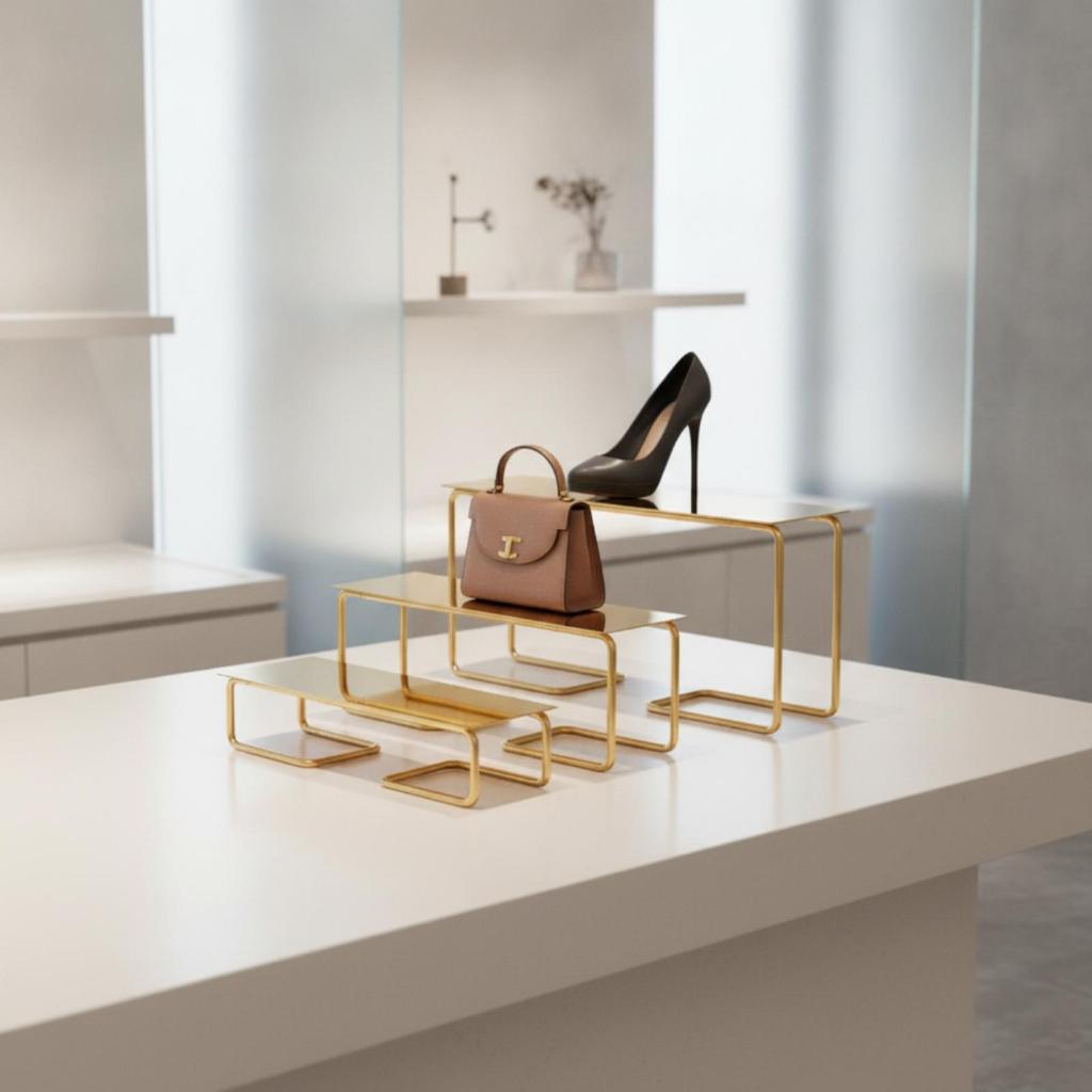 3 Stück Luxus-Schuh- und Handtaschen-Displayständer für den Einzelhandel