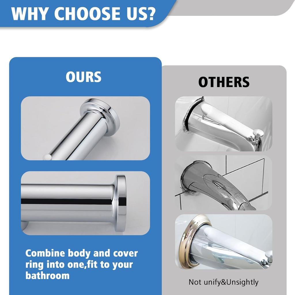 Slip On Tub Spout with Diverter Universal Tub Diverter Spout for 1/2" Copper Water Pipe, Chrome