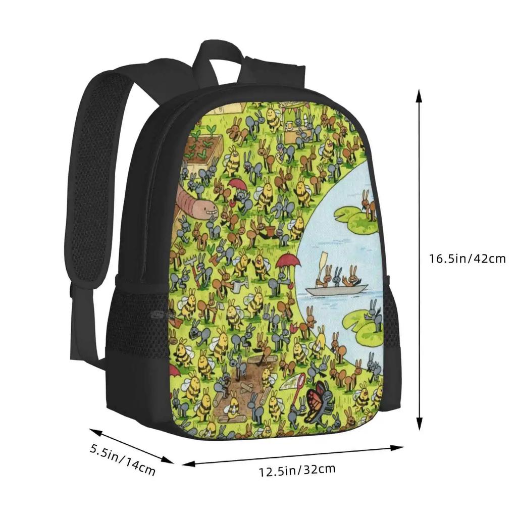 Frühlingsameisen Große Kapazität Schulrucksack Laptoptaschen Frühlingsameisen Süße Aquarellbienen Saison