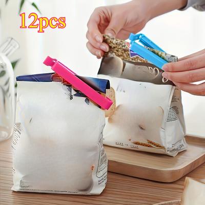 12pcs Reusable Plastic Food Bag Clips, Kitchen Storage Additions for Packaging Bags And Food Organization