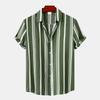 Men's Striped British Style New Cross 1D Digital Printing Summer Casual Short Sleeve Shirt Premium Sense