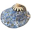 Floral Printed Fan Sun Hats Foldable Bamboo Sunscreen Cap Women Sunhat Folding Fan Hat  for Travel