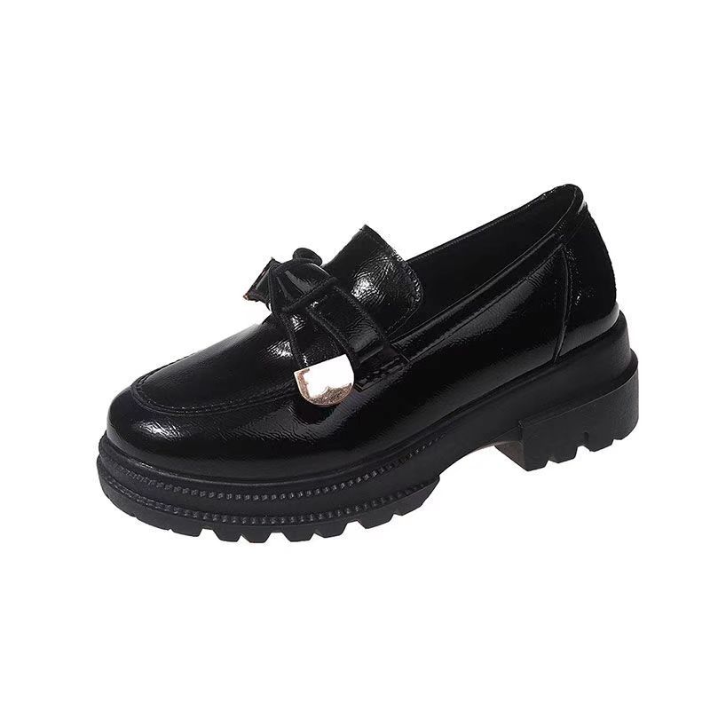 French small fragrant style loafer single shoes women's 2025 spring and autumn new thick-soled British style jk small leather shoes black women's shoe