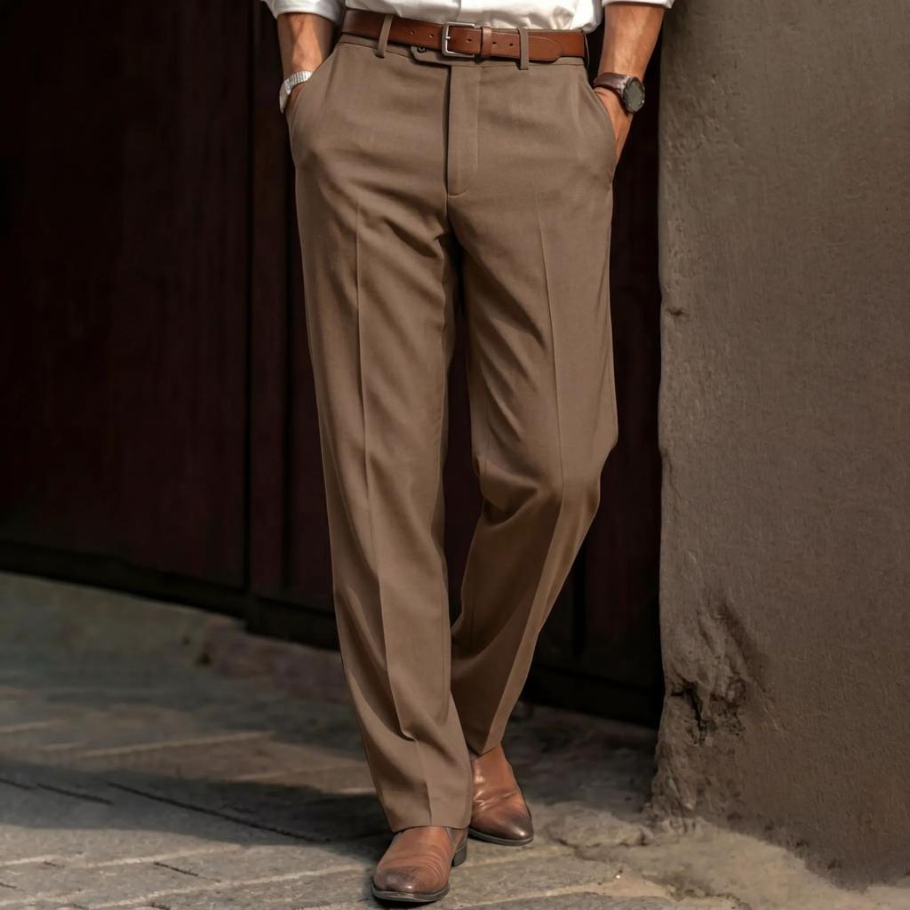 Herren einfarbige gerade Business Casual Pendler Anzughose