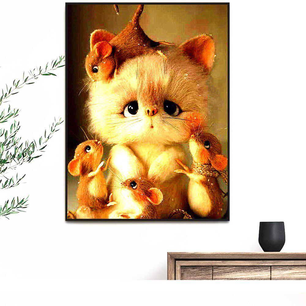 Diamond Animals Full Round Drill 5d Diamond Painting Cat Příchody Křišťálové vyšívání křížovým stehem