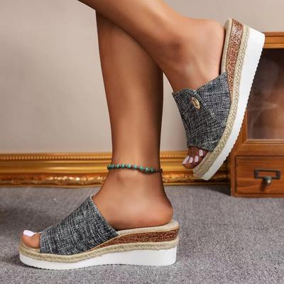 2024 Women High Heels Thick Bottom Casual Shoes Summer Wedges Sandals Women Platform Open Toe Slippers Outdoor Casual Comfort Slides