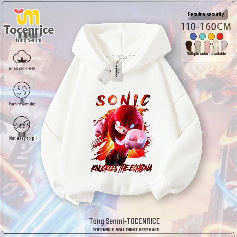 Sonic the Hedgehog Fleece-Lined Kids Hoodie - Trendy Spring/Autumn Jacket for Boys & Girls