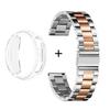Stainless Steel Metal Watch Band & TPU Full Cover Case For Amazfit Active Max Three Bead Strap Protective Set