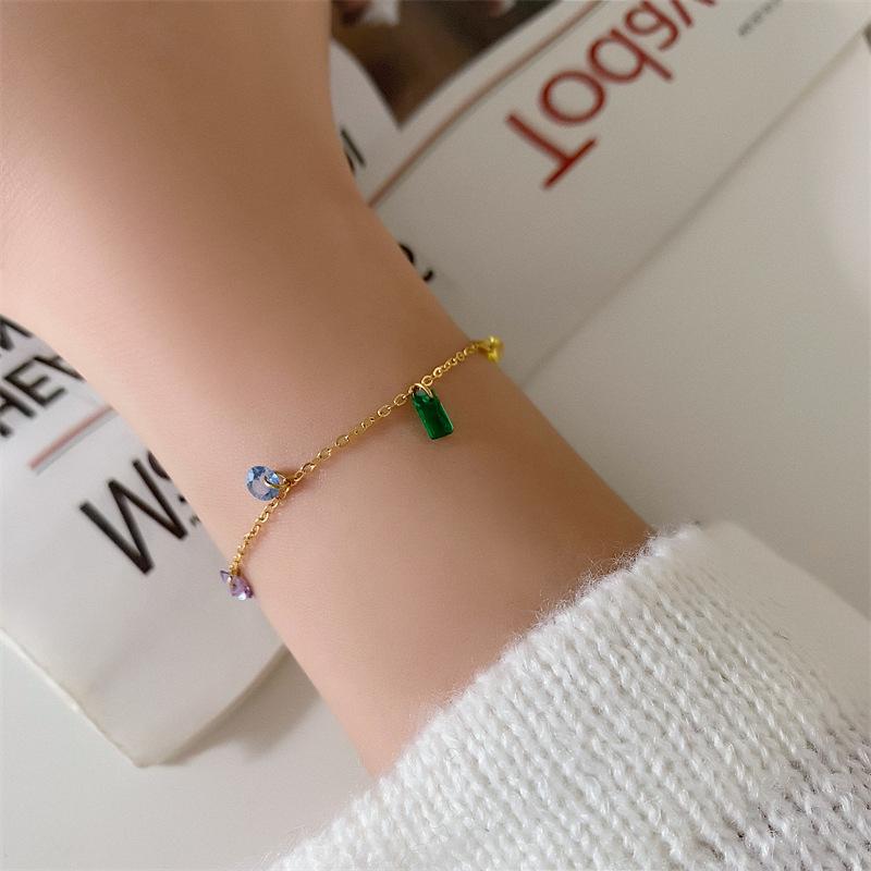 Bracciale Arcobaleno Zirconi 7 Colori Estate Dolce Sogno Coreano, Placcato Oro 18K