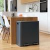 Poubelle de cuisine à pédale tri sélectif - MAJOR - KITCHEN MOVE - 60L (2x30L) - Acier inox - Gris mat