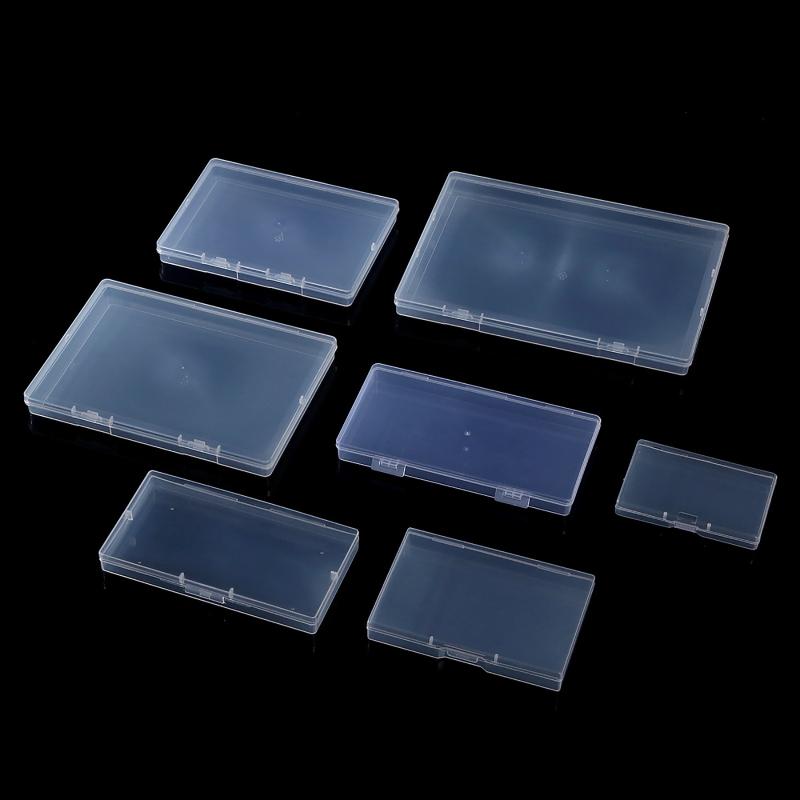 1Pcs Transparent Rectangular Plastic Box, Dustproof Storage Case, Sturdy Jewelry Nail Art Rhinestones Container