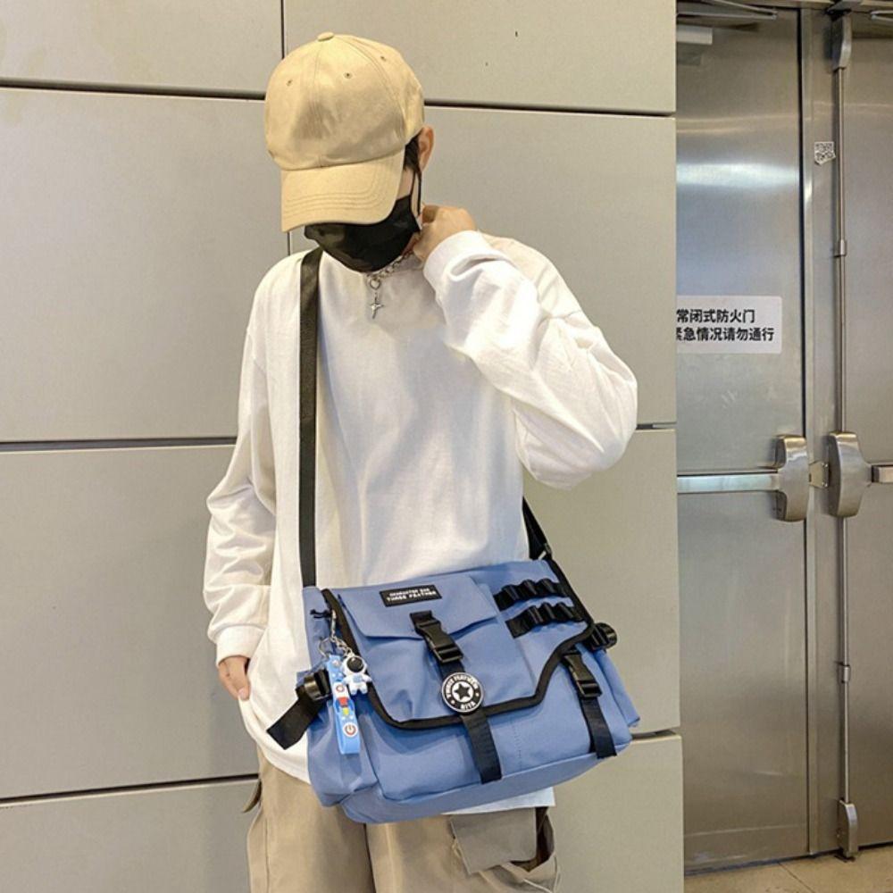 Harajuku Men Crossbody Bag Square Casual Messenger Bag Fashion Nylon Postman Bag  Unisex