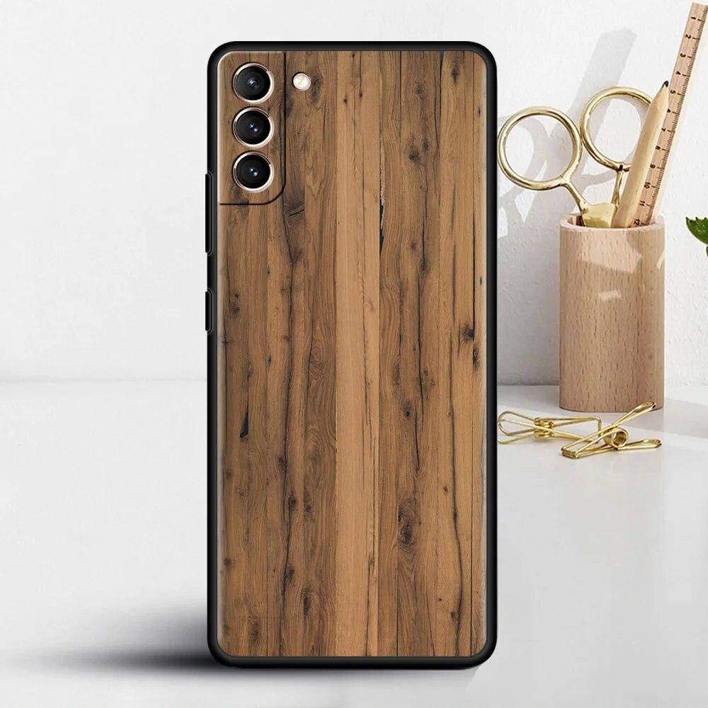 Geschnitzte Holzhülle für Samsung Galaxy S22 S20 FE S21 S23 Plus S10 Lite S9 S8 S10e Note 20 10 Lite Silikon-Handyhülle
