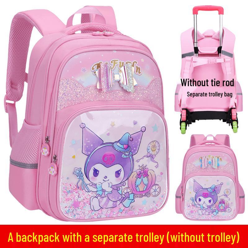 Lightweight Trolley Schoolbag for Primary School Girls - Large Capacity Backpack for Grades 1-6