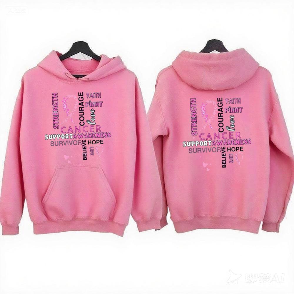 Cancer Hoodie Breast Cancer Hoodie Cancer Hoodie Pocket Adjustable Drawstring Sportswear Autumn and Winter Keep Warm