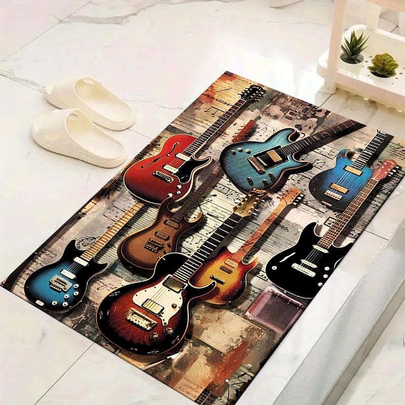 Fire Guitar Carpet Rug for Living Room Bedroom Home Sofa Decoration,Kids play Non-slip Floor Mat