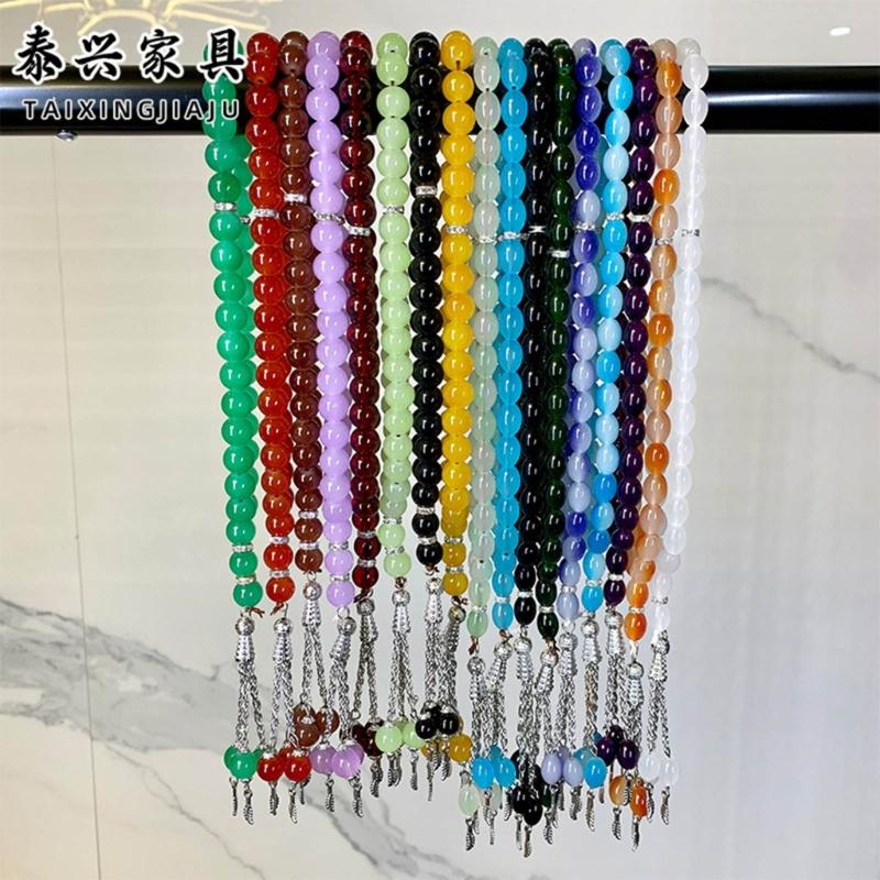 Kristall Gebetsperlen Quasten Handarmband Islamisch 33 Perlen Rosenkranz Armband Religiöser Schmuck Geschenk für Männer Frauen