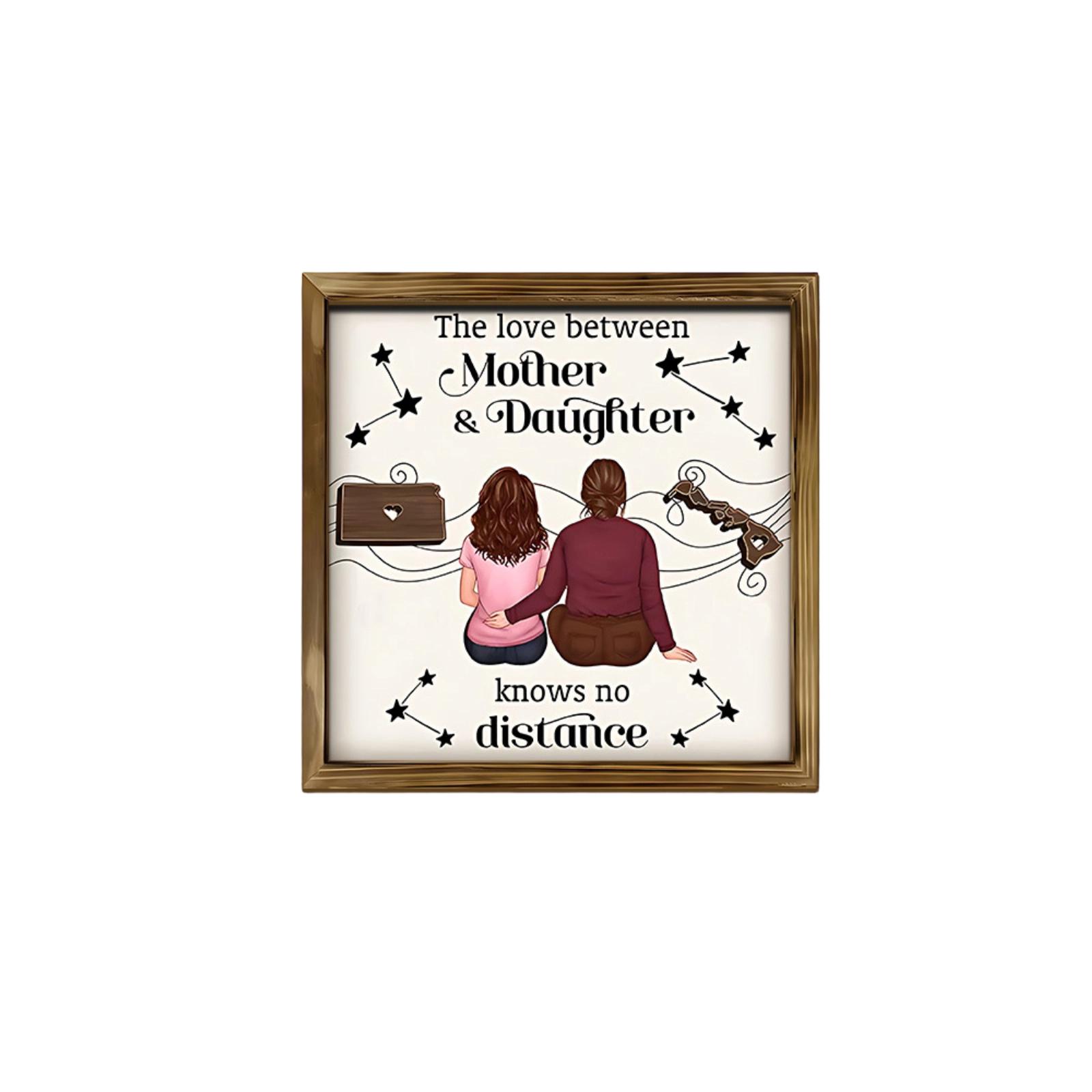 

Mother And Daughter Holding Hands And Taking A In A Double- Wooden Photo Frame One Size