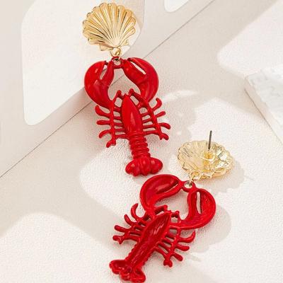 Böhmische Handgefertigte Hummer-Ohrringe Steinperlen Emaille Muscheln Ohrring Metallmuscheln Steinperlen Schmuck Strand