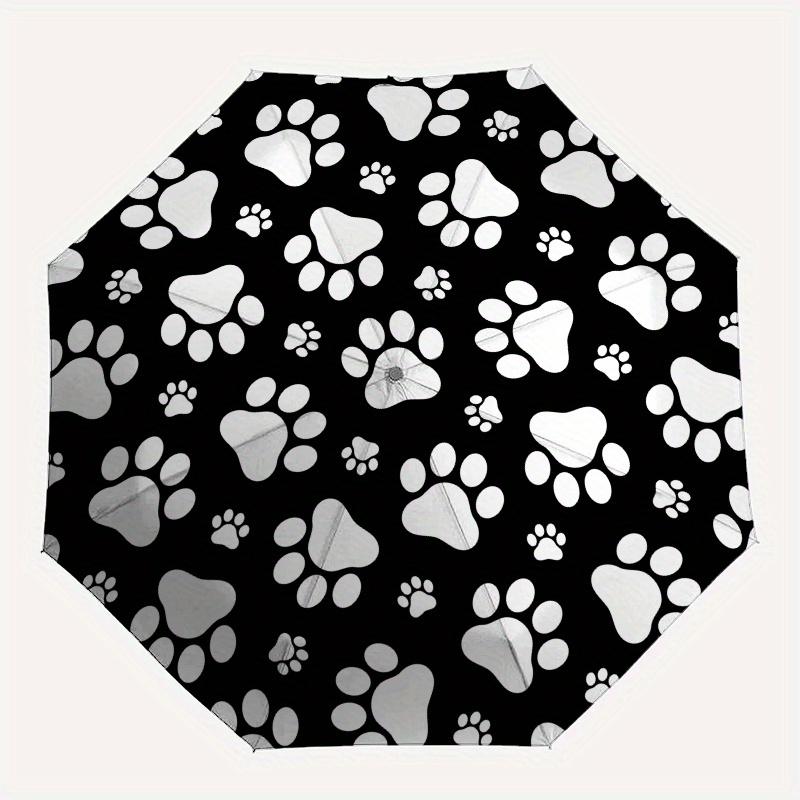 Adorable Paw Print Round Sticker for Pets LoversUmbrella, Portable 3-Fold Compact Umbrella for Men & Women Gift
