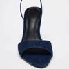 Denim Blau Dünne High Heels Sandalen Damen Sexy Peep Toe Knöchelriemen Schnalle Hohe Absätze Sommer Elegante Pumps Komfort Lässig Sandalen