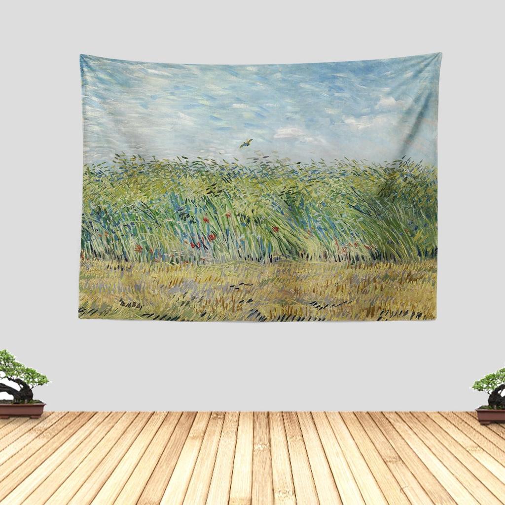 Nature Landscape Tapestry Wall Hanging Meadow Field Boho Decor Art Polyester Print for Living Room Bedroom Home Wall Decor