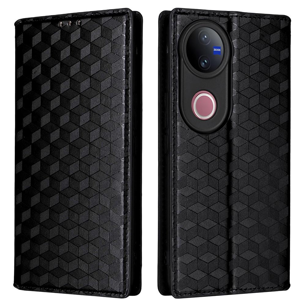 For Vivo V50 5G Case Wallet Rhombus Imprinted Leather Phone Cover