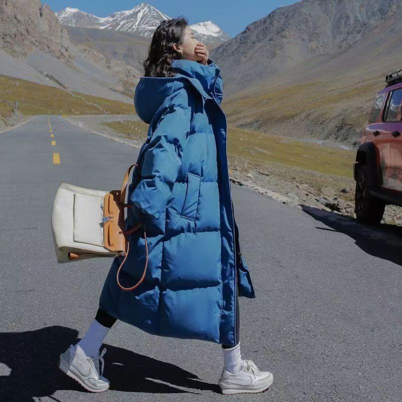 Down Jacket Women's Long Over-the-knee New Style Winter Loose Bread Coat Thickened Cotton Jacket