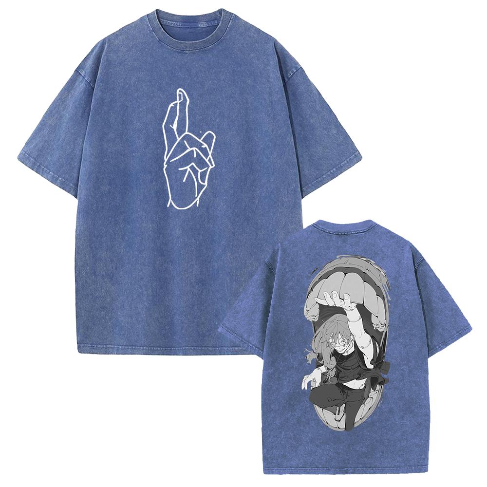 Hot Anime Jujutsu Kaisen Mahito Print T-shirt Men Women Tshirts Short Sleeve Cotton Clothing Retro Washed T Shirt Harajuku Tops