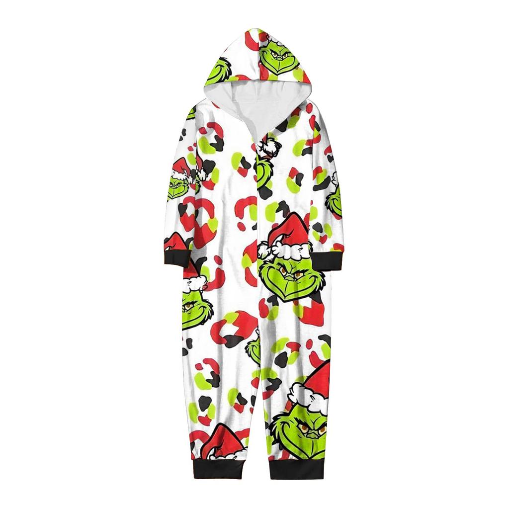 Genitore-Natale Stampato Genitore-Figlio Felpa con Cappuccio Zip Un Pezzo Abbigliamento da Casa