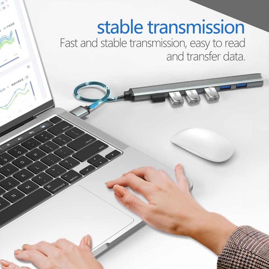 Xiaomi USB HUB Dock 3.0 7 Port USB 2.0 3.0 Hub Multi Splitter Adapter OTG Type C HUB For Lenovo HUAWEI Xiaomi Macbook Aluminum Alloy