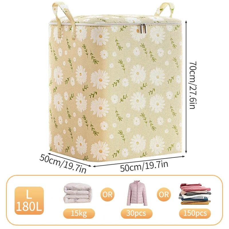 Clothes Storage Bag Pouch Foldable Quilt Clothes Organizer  Non-woven Large Capacity Wardrobe Clothing Storage Organizer