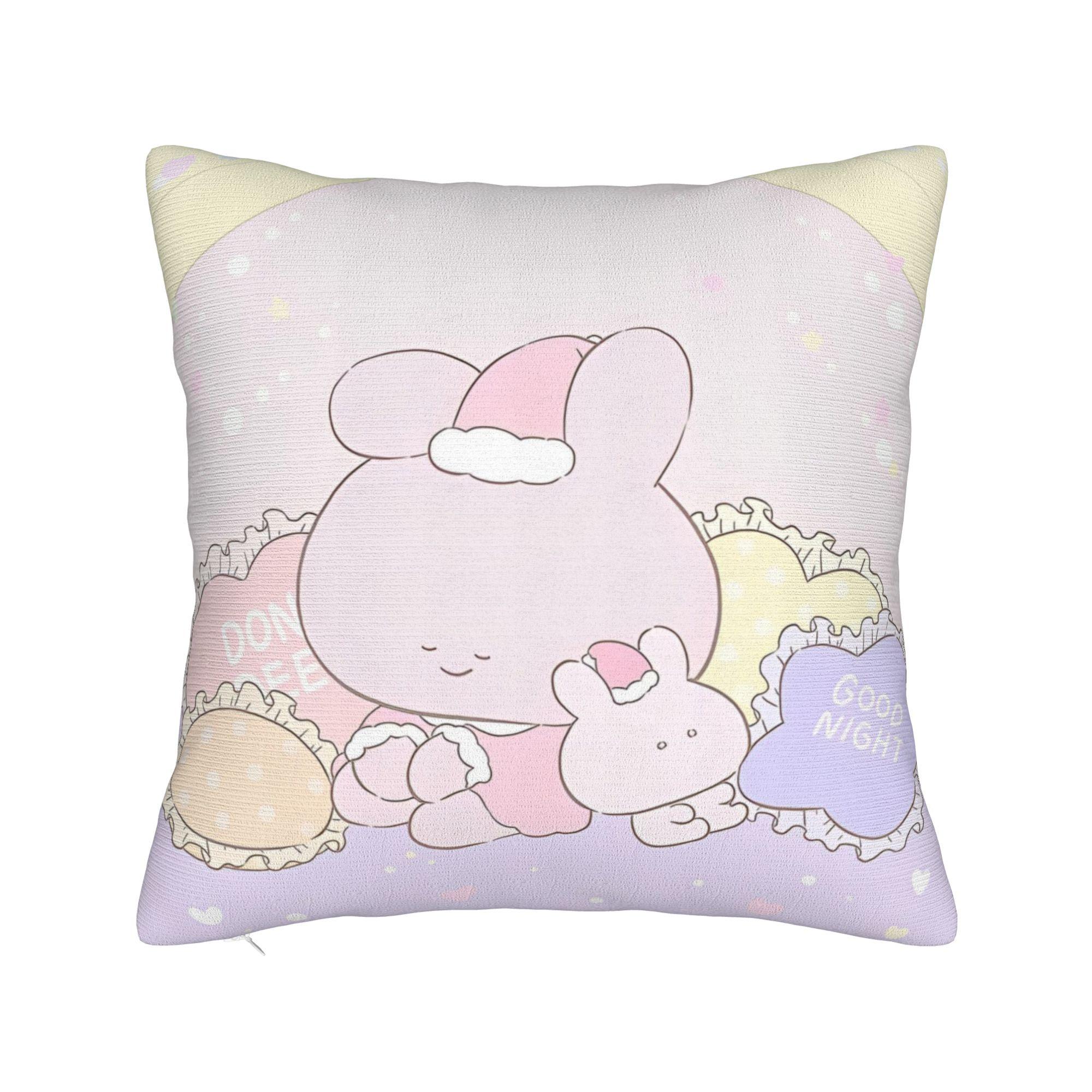 

Asamimichaan Asleep Cartoon Square Pillowcases Sofa Kawaii Asamimi Cushion Case Funny Home Decoration Throw Pillow Case 45x45cm 18x18in