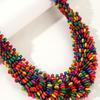 Collier Statement Bohème Africain en Perles de Bois Colorées Tissé à la Main pour Femmes Accessoires Quotidiens de Fête
