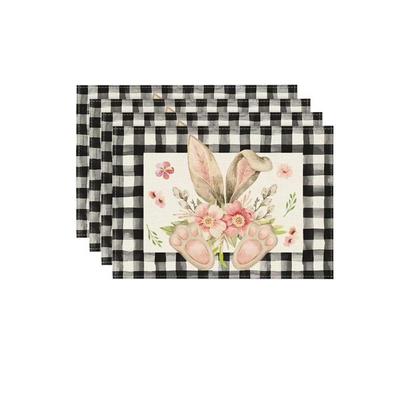 Ostern Süße Kunst Kaninchen Leinen Waschbar Tischsets Osterfest Geschenk 30x45cm 1 Stück Küchentisch Party Dekoration