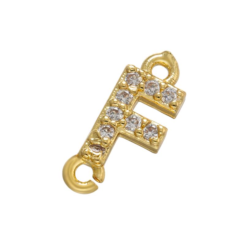 CZ Crystal 26 Initial Letter A-Z Charms Gold Plated Brass Connector for Necklace Bracelet Jewelry Accessories :VD1114