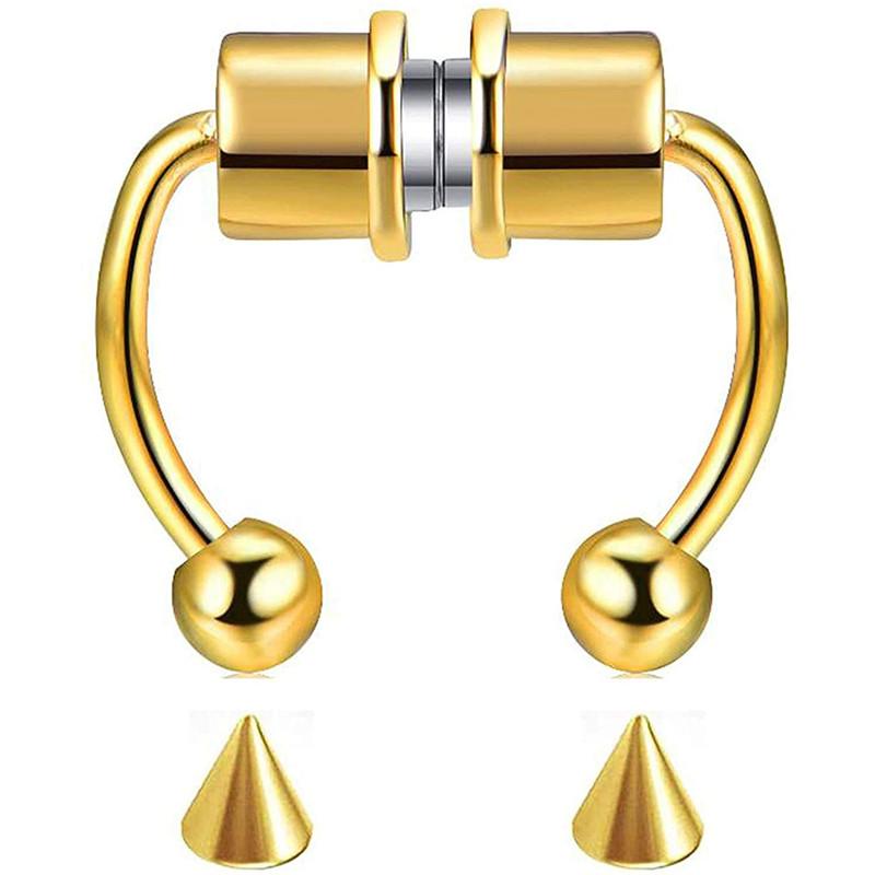 Women Fake Piercing Nose Ring Hoop Septum Piercing Nose Clip Rock HipHoop Stainless Steel Magnet Fashion Body Jewelry