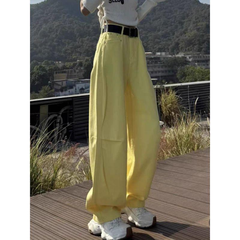 Plus Size Women's Light Blue Bootcut Jeans - High Waist, Slimming, Straight Wide Leg for Spring/Autumn 2025